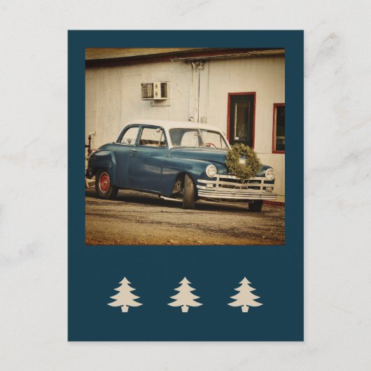  vakantie kerst klassieke auto briefkaart (Voorkant)
