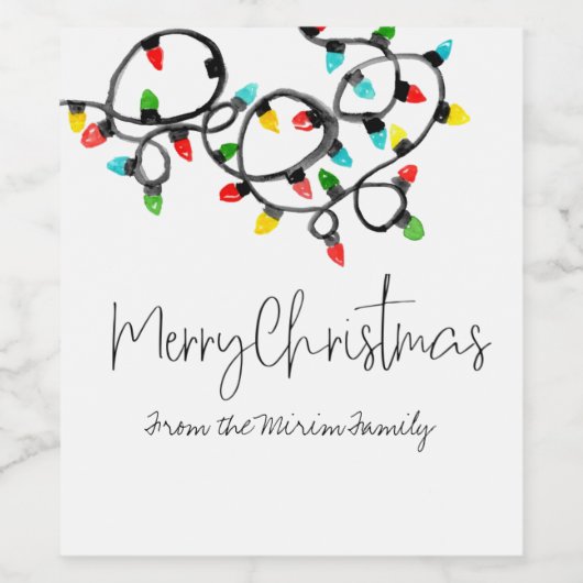 Vakantie kerst licht kerst wijn label wijn etiket (Enkel label)