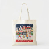 Vakantie Kerst Stad Whimsy Personaliseren Tote Bag (Voorkant)