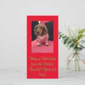 Vakantie Kerst Teckel Rood Groen Feestdagenkaart (Staand voorkant)