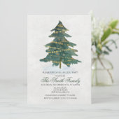 Vakantie Kerstboom Glitter uitnodiging (Staand voorkant)