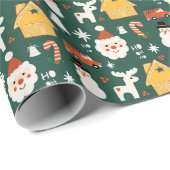 Vakantie Kerstman Workshop Minimale Retro Cadeaupapier (Rol Hoek)