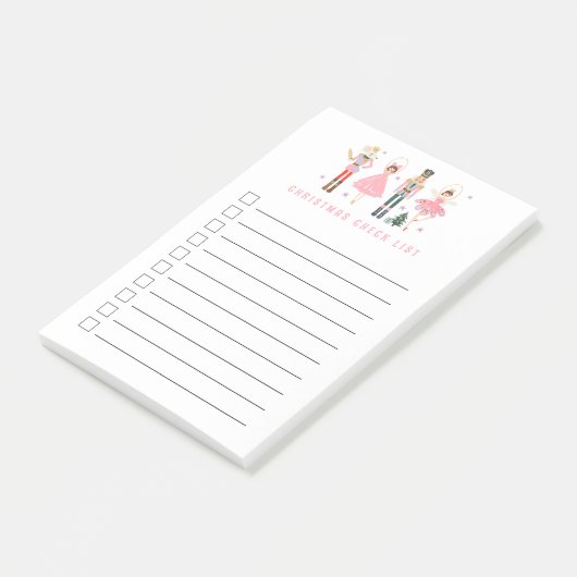 Vakantie Kerstmis Checklist Roze Notenkraker Post-it® Notes (Schuin)