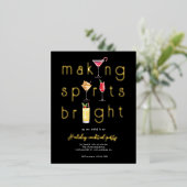 Vakantie Kerstmis cocktail party uitnodiging (Staand Voorkant)