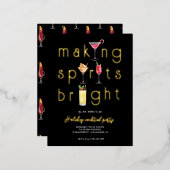 Vakantie Kerstmis cocktail party uitnodiging (Voorkant / Achterkant)