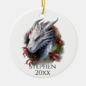 Vakantie Kerstmis Fantasy Dragon Keramisch Ornament (Voorkant)