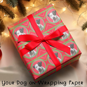 Vakantie Kerstmis Groen en Rood met Uw Foto Cadeaupapier