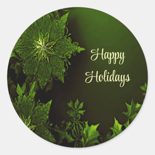 Vakantie Kerstmis Groene Bloemen Sticker (Voorkant)