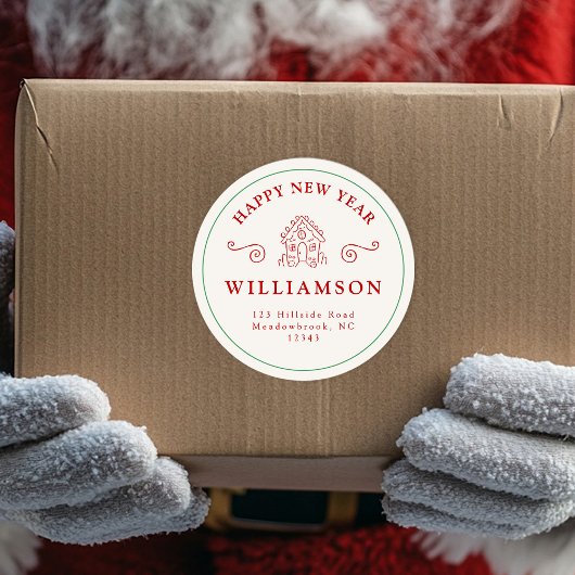 Vakantie Kerstmis Rode Gingerbread Retouradres Ronde Sticker