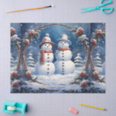 Vakantie Kerstmis Sneeuwman Paar Decoupage Tissuepapier (Craft)