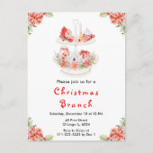 Vakantie Kerstmis Tea Party Rood Briefkaart (Voorkant)