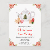 Vakantie Kerstmis Tea Party Rood Briefkaart (Voorkant)