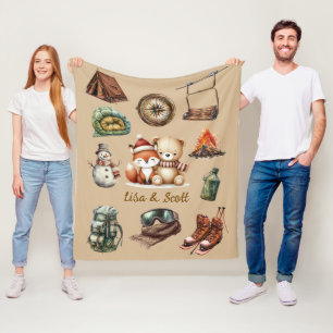 Vakantie Kerstpaar Avontuur Teddy Bear Fox Beige Fleece Deken