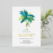 Vakantie kerstpalmboomfeest folie feestdagenkaart (Staand Voorkant)