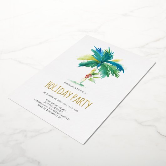 Vakantie kerstpalmboomfeest folie feestdagenkaart (Gedraaid)