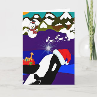 Vakantie Killer Whale Santa Wenskaart Feestdagen Kaart