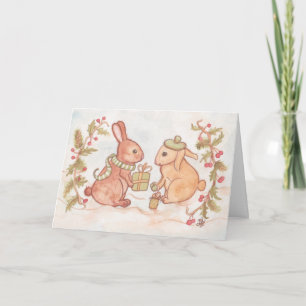 Vakantie konijntjes ruilen geschenken feestdagen kaart