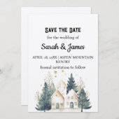 Vakantie Kraft Suburb House Pine Tree Save the Dat Kaart (Voorkant / Achterkant)