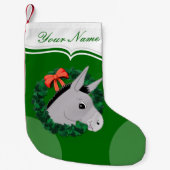 Vakantie krans Donkey Red Ribbon gepersonaliseerd Kleine Kerstsok (Voorkant)