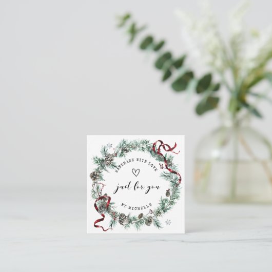 Vakantie krans handgemaakt met liefde script dank informatiekaartje (Staand voorkant)