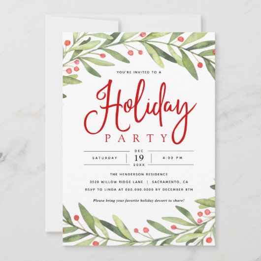 Vakantie krans Kerstfeest uitnodiging (Voorkant)