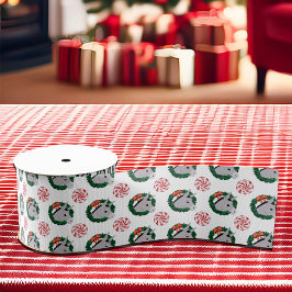 Vakantie Krans Schattige Ezel Kerstpatroon Grosgrain Lint