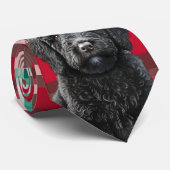 Vakantie Labradoodle Red Green Plaid Kerstmis Stropdas (Opgerold)