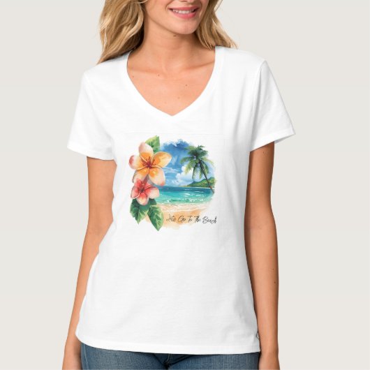 Vakantie, Laten we naar het strand gaan T-shirt (Voorkant)