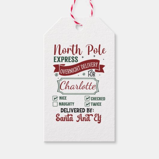 Vakantie levering label voor de Noordpool Express Cadeaulabel (Voorkant)