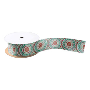Vakantie Mandala in rood, groen en winter wit Lint