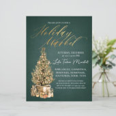 Vakantie Markt Flyer Kerstmis Groene uitnodiging (Staand voorkant)