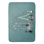 Vakantie middeleeuwse kat familie badmat (Voorkant Verticaal)