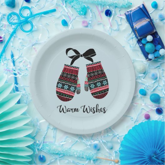 Vakantie Mittens Warm Wvanwege Borden kerstpapier Papieren Bordje (Feest)