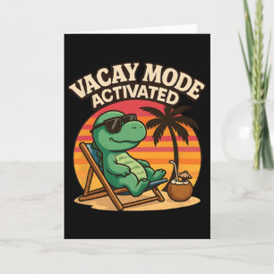 Vakantie Modus Schattige Dinosaurus - Grappige Fam Kaart