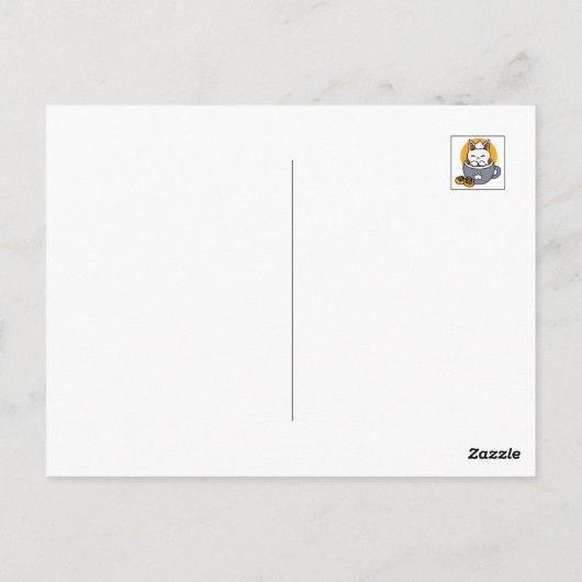 Vakantie Mok Ontwerp met Gezellige Kat en Poot Coo Briefkaart (Achterkant)