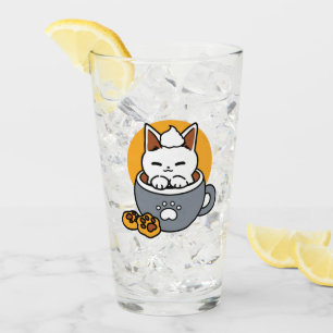 Vakantie Mok Ontwerp met Gezellige Kat en Poot Coo Glas