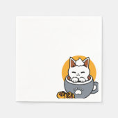 Vakantie Mok Ontwerp met Gezellige Kat en Poot Coo Servet (Voorkant)