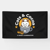 Vakantie Mok Ontwerp met Gezellige Kat en Poot Coo Spandoek (Horizontaal)