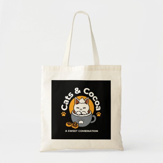 Vakantie Mok Ontwerp met Gezellige Kat en Poot Coo Tote Bag (Voorkant)