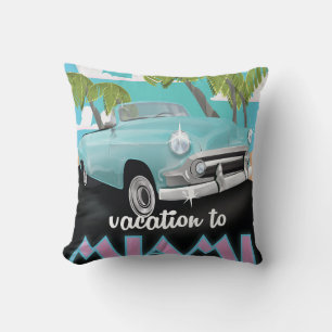 Vakantie naar Miami Reisposter Kussen
