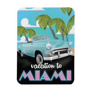 Vakantie naar Miami Reisposter Magneet