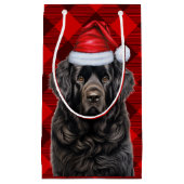 Vakantie Newfoundland Dog Fun Red Plaid Kerstmis Klein Cadeauzakje (Voorkant)
