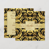 Vakantie nieuwe jaren Damask Foil Monogram Invitat Kaart (Voorkant / Achterkant)
