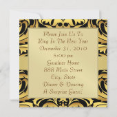 Vakantie nieuwe jaren Damask Foil Monogram Invitat Kaart (Achterkant)