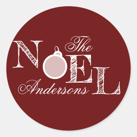 vakantie Noel Maroon Ronde Sticker (Voorkant)