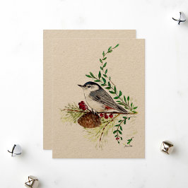 Vakantie Nuthatch Schilderij Feestdagenkaart