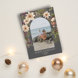 Vakantie One Photo Arch Waterverf Botanische Bloem Feestdagenkaart