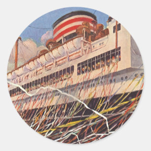 Vakantie op een oud cruiseschip; Bon Voyage-feest! Ronde Sticker
