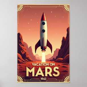 Vakantie op Mars: 1963 Retro Space Travel Poster