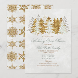 Vakantie Open Huis Boom Sneeuwvlok Uitnodiging